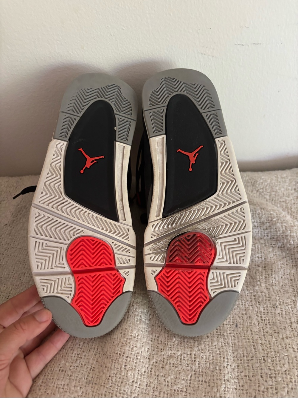 Jordan Retro Sneakers - Grey with Black and Red Accents - Picture 6 of 10
